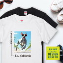 愛犬 Tシャツ 犬 イタリアン グレーハウンド ブルー 散歩 西海岸 スクエア プリント 半袖 服 プレゼント 誕生日 父の日 母の日 敬老の日 ギフト メンズ...