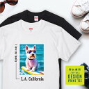 愛犬 Tシャツ 犬 ウエストハイランドホワイトテリア ホワイト サーフィン 西海岸 スクエア プリント 半袖 服 プレゼント 誕生日 父の日 母の日 敬老の日 ...
