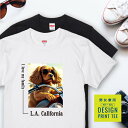 愛犬 Tシャツ 犬 コッカースパニエル クリーム バイク 西海岸 スクエア プリント 半袖 服 プレゼント 誕生日 父の日 母の日 敬老の日 ギフト メンズ レ...