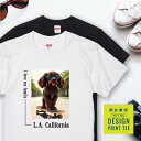 愛犬 Tシャツ 犬 コッカースパニエル チョコ スケボー 西海岸 スクエア プリント 半袖 服 プレゼント 誕生日 父の日 母の日 敬老の日 ギフト メンズ レディース カジュアル 大きい サイズ 有り ブランド シンプル 白 黒 アウトドア