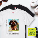 愛犬 Tシャツ 犬 コッカースパニエル チョコ 散歩 西海岸 スクエア プリント 半袖 服 プレゼント 誕生日 父の日 母の日 敬老の日 ギフト メンズ レディース カジュアル 大きい サイズ 有り ブランド シンプル 白 黒 アウトドア