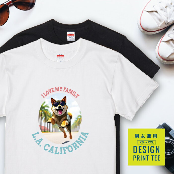 犬 tシャツ 半袖 柴犬 ゴマ ごま 散歩 西海岸 カレッジ メンズ レディース ユニセックス 夏 海 ビーチ ..