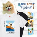 愛犬 名入れ Tシャツ 半袖 犬 ポメラニアン クリーム 選べる デザイン 西海岸 スクエア メンズ レディース ユニセックス 夏 海 ビーチ ハワイ リゾート フェス かわいい おしゃれ カジュアル 親子コーデ ペアルック ギフト プレゼント カリフォルニア サーフ アウトドア