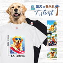 愛犬 名入れ Tシャツ 犬 ゴールデンレトリバー ゴールデン 選べる デザイン 西海岸 スクエア プリント 半袖 服 プレゼント 誕生日 父の日 母の日 敬老の...