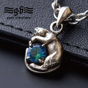 【無料チェーン付き】シルバー 925 ネックレス ペンダント トップ ヘッド 猫 ブルー ミスティッククォーツ シンプル アクセサリー インディアン ジュエリー メンズ レディース 本物 正規品 good vibrations スターリング シルバー ブランド グッドバイブレーションズ