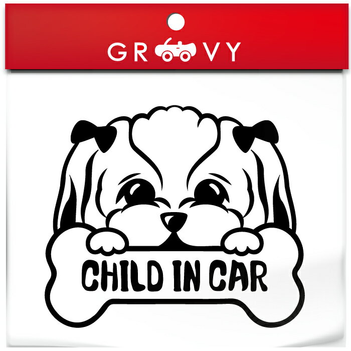 おもしろグッズ（1000円程度） シーズー 犬 ステッカー CHILD IN CAR 子供 乗ってます 車 自動車 エンブレム シール デカール アクセサリー ブランド アウトドア グッズ 雑貨 おもしろ かっこいい おしゃれ