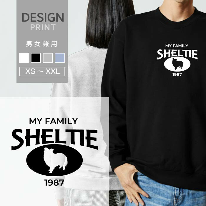 乐天商城 - スウェット トレーナー シェットランド シープドッグ 犬 ロゴ 前面 プリント カレッジ 風 犬の日 1987年 メンズ レディース おしゃれ かわいい 綿100% 人気 ブランド 裏パイル 裏毛 トップス アウトドア カジュアル ゆったり 大きい サイズ あり スエット 秋 冬 春