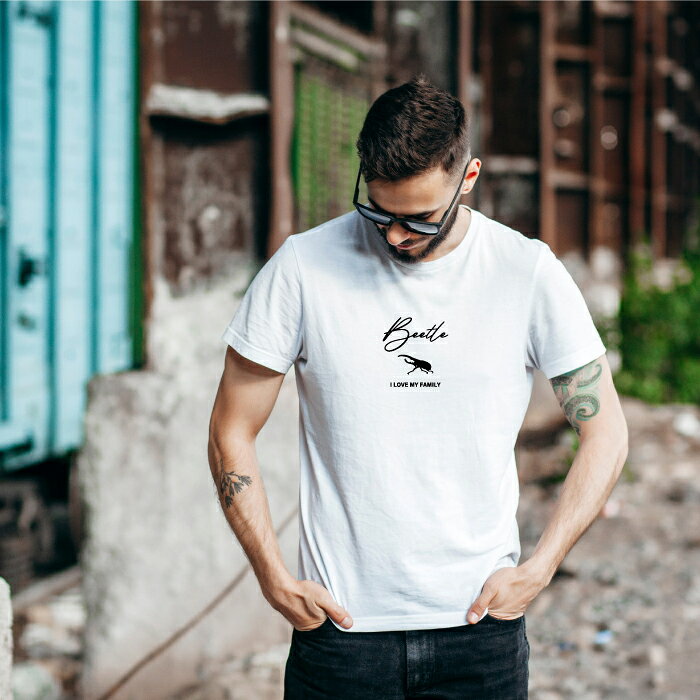 Tシャツ 半袖 昆虫 カブトムシ ヘラクレスオオカブト デザイン ロゴ 前面 プリント 筆記体 英語 ファミリー メンズ レディース カジュアル 大きい サイズ ゆったり かわいい おもしろい ブランド シンプル 白 黒 ティーシャツ グッズ アウトドアの商品画像 3
