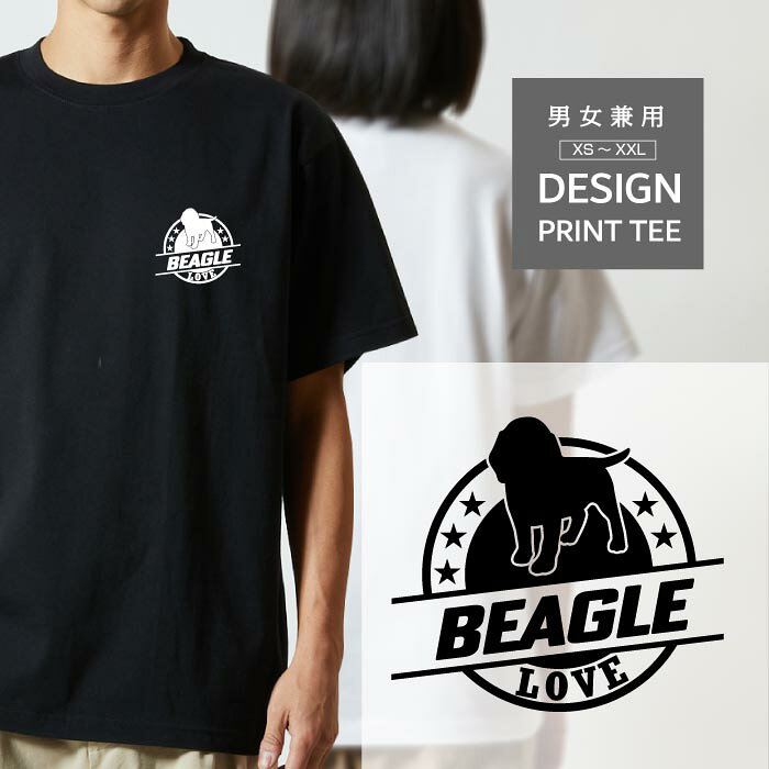 樂天商城 - Tシャツ 半袖 ビーグル びーぐる 犬 ロゴ 左胸 プリント 丸 LOVE メンズ レディース カジュアル 大きい サイズ ゆったり かわいい おもしろい ブランド シンプル 白 黒 ティーシャツ グッズ アウトドア