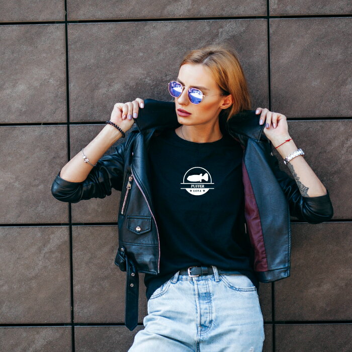 Tシャツ 半袖 熱帯魚 魚 アベニーパファー 淡水 フグ ふぐ LOVE ロゴ マーク 動物 名入 メンズ レディース カジュアル 大きい サイズ 有り ゆったり おもしろい ブランド シンプル 白 黒 プリント ティーシャツ グッズ かわいい アウトドア