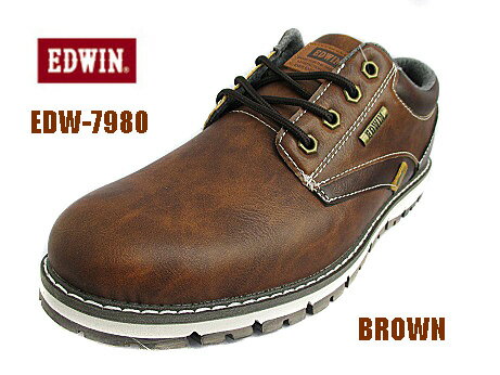 Rakuten - 【EDWIN　 エドウィン　7980　BROWN 】 メンズスニーカー　防滑　滑りにくい　ワイド　靴　　ローカット　カジュアル　シューズ