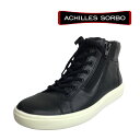 【ACHILLES SORBO ANF5180B】ブラック アキレス ソルボ レディース カジュアルシューズ 本革 ブーツ 3E カップインソール サイドファス...