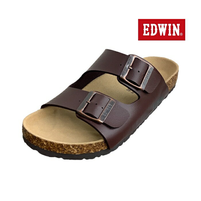 乐天商城 - 【エドウィン　EDWIN　EB1001　DARK BROWN　ダークブラウン】メンズ　フットベットサンダル　コンフォートサンダル　サンダル　靴　キャンプ 　アウトドア　サマー