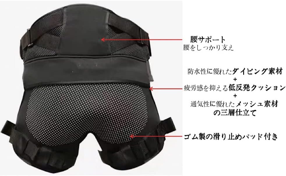 キャリアセレクトのヒッププロテクター 尻パッド ヒップ ガード 釣り用 作業用 ヒップパッド お尻パッド ヒップガード お尻ガード 釣り 防水 汚れ防止 脱着｜アングル2