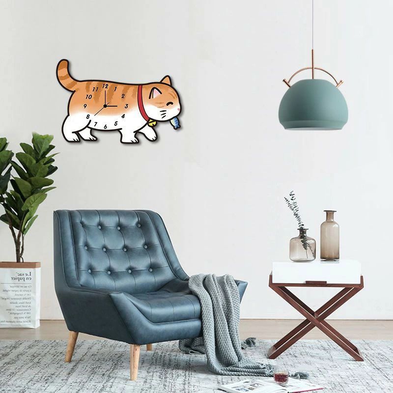 壁掛け時計 掛け時計 猫 子猫 橘猫 キャットクロック 可愛い 静音 無騒音 サイレント 動物 インテリア 連続秒針 スイープ秒針 スイープ [3]