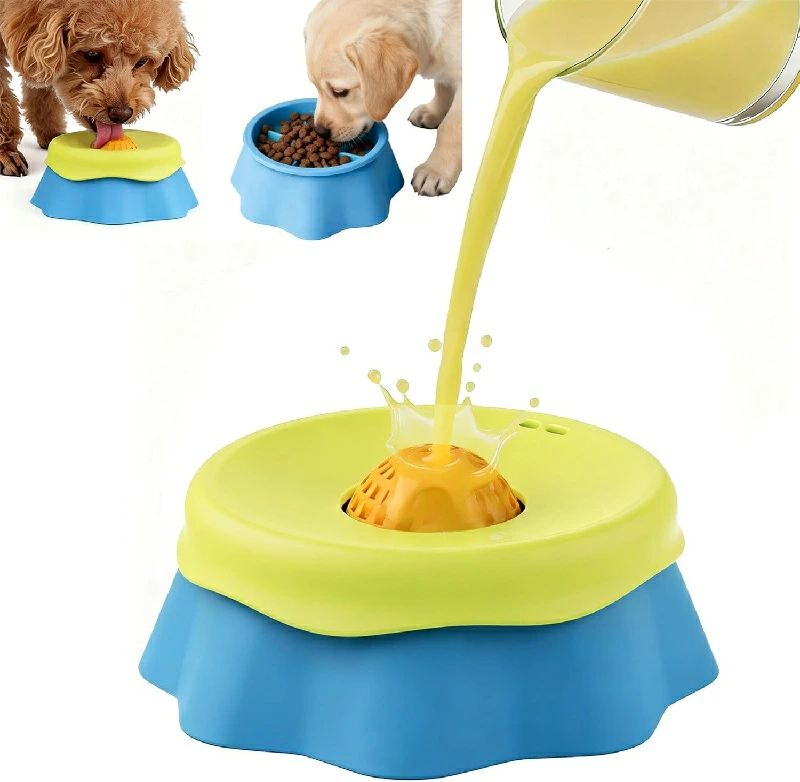 Rakuten - 早食い防止食器 犬 猫 ローリングボール付き 2in1 スローフィーダー 早食い防止 ペット食器 濡れフード ヨーグルト ピューレ対応 滑り止