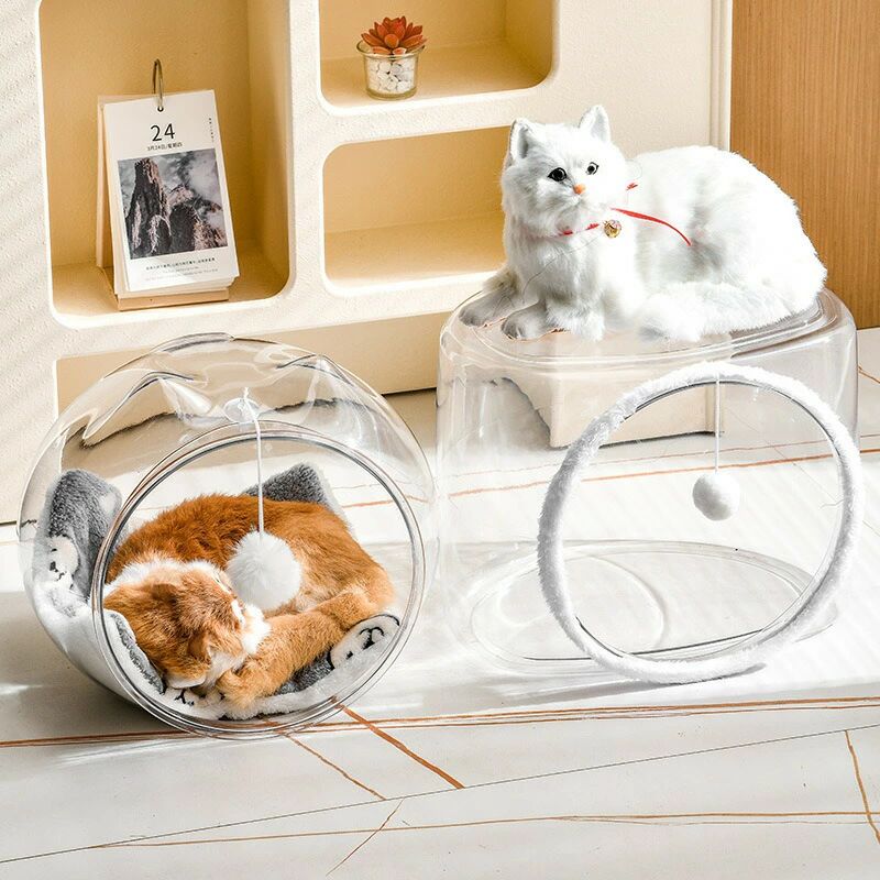 1.猫の様子がよく見える透明デザイン：猫ハウスは透明なデザインなので、どの角度からでも猫が遊んでいる様子や寝ている様子を見ることができ、飼い主さんと猫さんの絆が深まります。 2.猫の習性を最大限に活かしたデザイン：猫は狭い空間を好むため、このキャットハウスは猫が快適に過ごせるように設計されています。円形のデザインにより、どこにいてもリラックスできるスペースが生まれます。 3.高い耐久性と安全性：耐傷性、耐噛み性に優れた素材を使用しており、猫ちゃんが爪で引っ掻いても破れにくいです。毛羽立ちにくく、長くお使いいただけます。 4.お手入れ簡単：洗える素材を使用しているので、猫の毛が付きにくく、お手入れも簡単です。ペットハウスは常に清潔で衛生的、そして猫にとって安全な状態に保ってください。 5.四季を通じて快適な睡眠スペース：寒い冬でも暑い夏でも、猫ハウスは一年中快適に使用できます。防水性と通気性に優れ、湿気や水を遮断し、いつでも清潔で快適な空間を提供します。 6.広い内部空間：キャットハウスはペットが自由に伸び伸びと過ごせるほど広々としており、猫はリラックスして眠れるだけでなく、遊ぶスペースも十分にあります。 7.滑らかな形状と安全性：丸い形状と滑らかなエッジにより、猫がぶつかっても安全です。角がないので事故のリスクが減り、猫が自由に動き回ることができます 8.猫の本能を刺激する: 半密閉型のデザインは猫に安心感を与え、簡単にリラックスできる密閉空間を提供します。 9.モダンでスタイリッシュなデザイン：キャットハウスのスタイリッシュなデザインはどんなインテリアにもマッチし、どの部屋でもファッショナブルに見えます。透明な持ち運びデザイン、見た目も魅力的。 10.多用途ペット用品：このキャットハウスは猫だけではなく、小型犬やウサギなどにも使用でき、ペットの寝床としてだけでなく、リラックススペースとしても使えます。1.猫の様子がよく見える透明デザイン：猫ハウスは透明なデザインなので、どの角度からでも猫が遊んでいる様子や寝ている様子を見ることができ、飼い主さんと猫さんの絆が深まります。 2.猫の習性を最大限に活かしたデザイン：猫は狭い空間を好むため、このキャットハウスは猫が快適に過ごせるように設計されています。円形のデザインにより、どこにいてもリラックスできるスペースが生まれます。 3.高い耐久性と安全性：耐傷性、耐噛み性に優れた素材を使用しており、猫ちゃんが爪で引っ掻いても破れにくいです。毛羽立ちにくく、長くお使いいただけます。 4.お手入れ簡単：洗える素材を使用しているので、猫の毛が付きにくく、お手入れも簡単です。ペットハウスは常に清潔で衛生的、そして猫にとって安全な状態に保ってください。 5.四季を通じて快適な睡眠スペース：寒い冬でも暑い夏でも、猫ハウスは一年中快適に使用できます。防水性と通気性に優れ、湿気や水を遮断し、いつでも清潔で快適な空間を提供します。 6.広い内部空間：キャットハウスはペットが自由に伸び伸びと過ごせるほど広々としており、猫はリラックスして眠れるだけでなく、遊ぶスペースも十分にあります。 7.滑らかな形状と安全性：丸い形状と滑らかなエッジにより、猫がぶつかっても安全です。角がないので事故のリスクが減り、猫が自由に動き回ることができます 8.猫の本能を刺激する: 半密閉型のデザインは猫に安心感を与え、簡単にリラックスできる密閉空間を提供します。 9.モダンでスタイリッシュなデザイン：キャットハウスのスタイリッシュなデザインはどんなインテリアにもマッチし、どの部屋でもファッショナブルに見えます。透明な持ち運びデザイン、見た目も魅力的。 10.多用途ペット用品：このキャットハウスは猫だけではなく、小型犬やウサギなどにも使用でき、ペットの寝床としてだけでなく、リラックススペースとしても使えます。