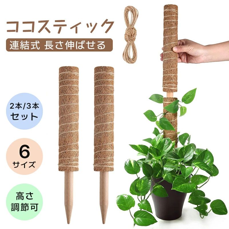 evidence2/419367-kimu40.jpg"> 。 商品説明 特徴 セット内容：2本入れ、3本入れ サイズ/寸法：・通常タイプ：30cm、40cm、50cm ・曲げられる：60cm、70cm、80cm 素材：天然ココヤシ繊維 適応植物：ヘデラ類、ポトス、フィロデンドロン、モンステラシンゴニューム等 ご注意 ・使用時の破損や事故等につきましては責任を負いかねます。 ・輸入品の為、輸送の際に生じるキズ・汚れ・箱潰れがある場合がございますが新品です。 ・サイズ・重量は、多少の誤差が生じる場合がございます。 ・あくまで画像はイメージですので、商品改良の為パッケージや一部仕様が少し変更になる場合もございます。 ・お使いのブラウザや設定により、画像と実際の商品との若干の色の違いが生じる場合がございます。