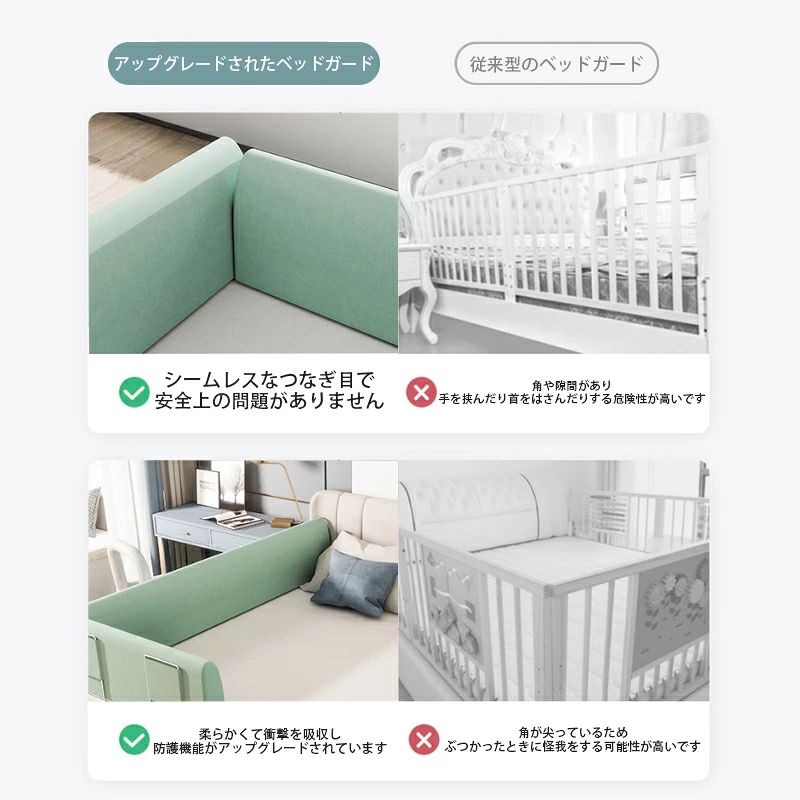キャリアセレクトのベッドフェンス ベットガード クッション 転落防止 ハイタイプ ベッド 取り付け簡単 やわらかい 1枚入り 赤ちゃん 子供用 出産お祝い プ｜アングル2
