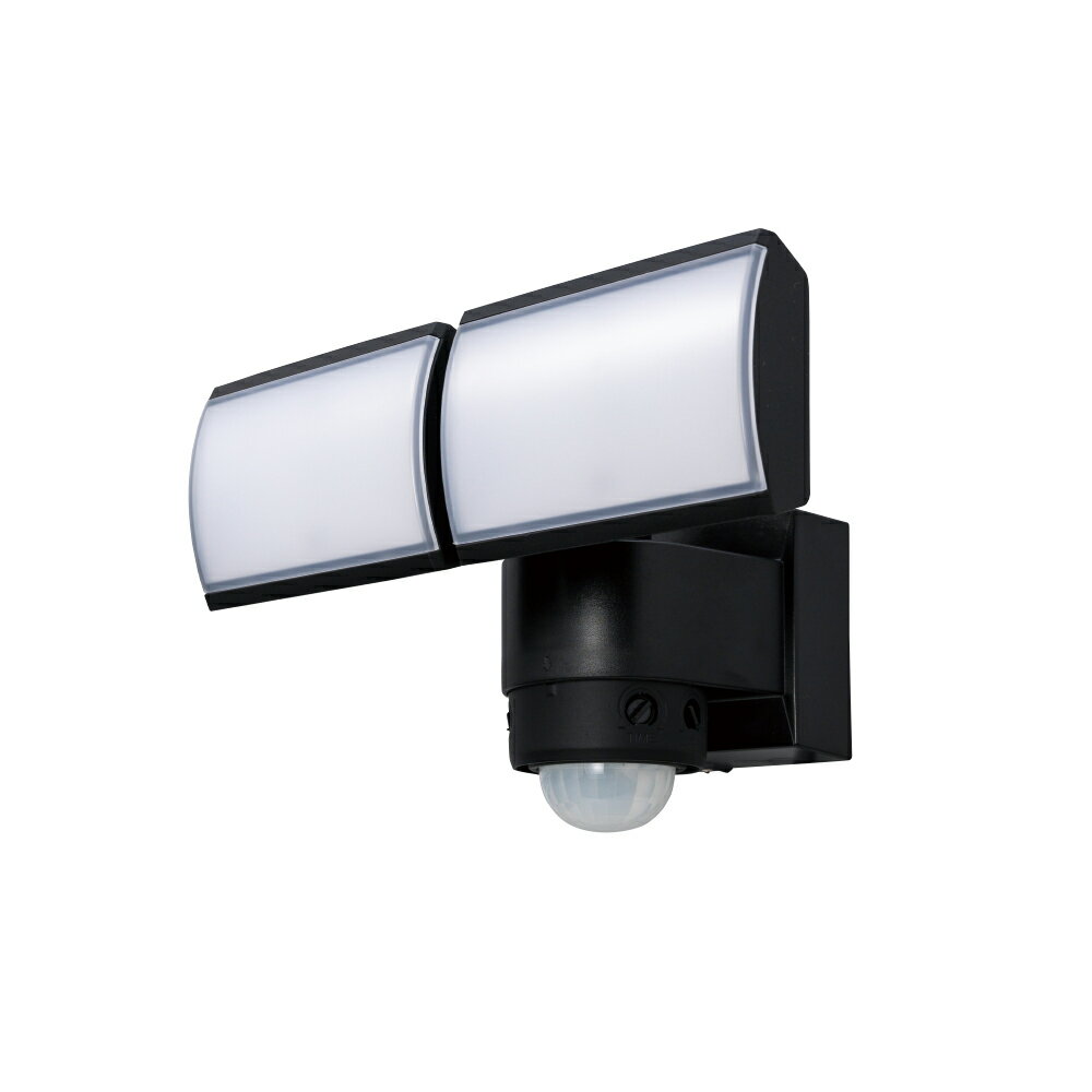 DX アンテナ LEDセンサーライト 2灯型 黒モデル DSLD20C2　LED センサーライト 360°検知 常夜灯 5秒間点滅 点灯時間設定可能 防犯 照明 ライト