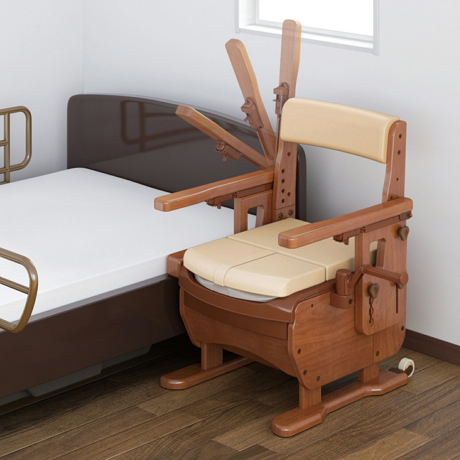 【BF中はポイントUP開催!】家具調トイレ セレクトRポータブルトイレ 介護保険 家具調 安寿 こぼれガード はねあげ 椅子 安定 高さ調整 アロン化成