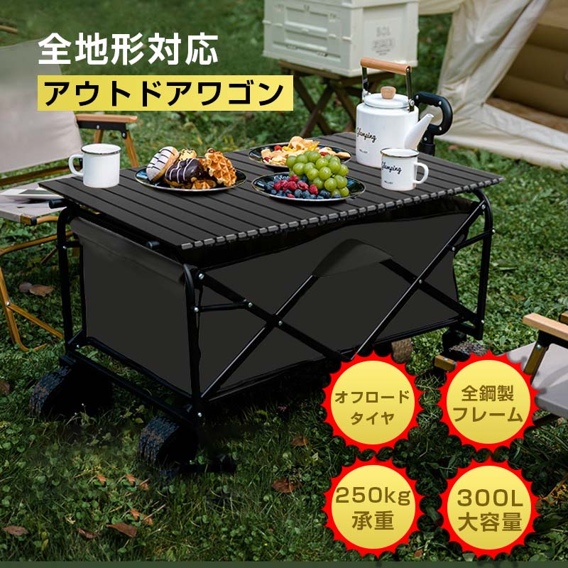 耐重荷250kg アウトドアワゴン 大 通常タイプ リアドア開閉可タイプ ブラック ホワイト