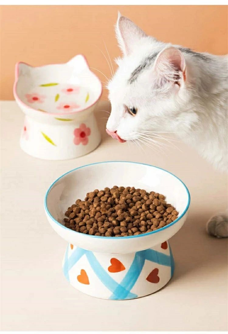 猫 犬 フードボウル 傾斜 陶器 水入れ 斜め 食器 食べやすい 高さ 水飲み セラミッ...