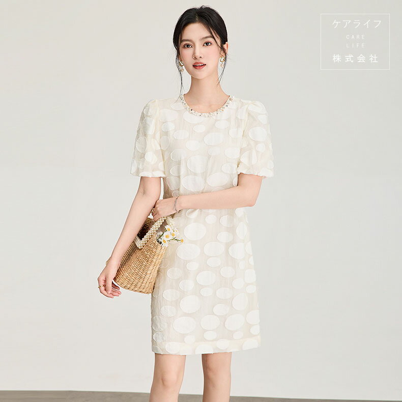 Short - 【夏ドレス】半袖刺繍ワンピース 夏ワンピース ひざ上丈ショート丈ワンピース 結婚式ワンピース フェミニンドレス 刺繍パーティードレス オフィスビジネス通勤イベント仕事用ワンピースデートディナー誕生会セレモニーワンピーススーツ フォーマルドレス Aラインシフォン