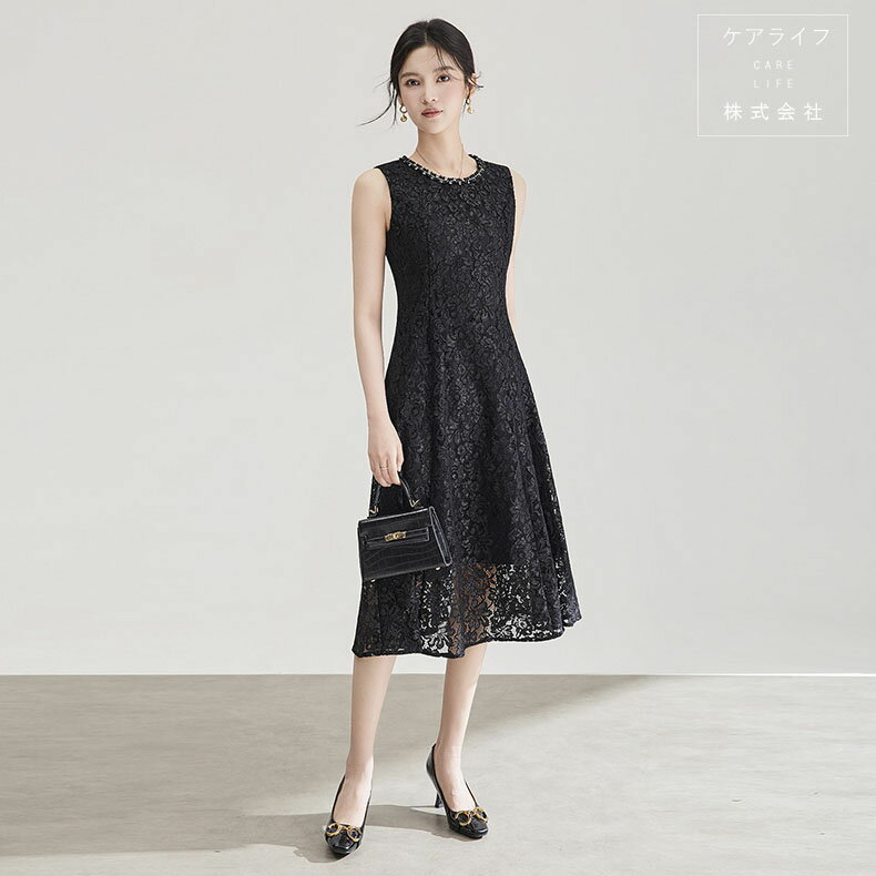Rakuten - 【夏ドレス】ノースリーブ総レースワンピース 夏ワンピース ミモレ丈ロング丈ワンピース 結婚式ワンピース フェミニンドレス 総レースパーティードレス オフィスビジネス通勤イベント仕事用ワンピースデートディナー誕生会セレモニーワンピーススーツ フォーマルドレス