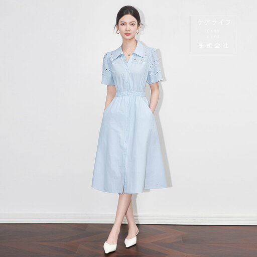 【夏綿ドレス】半袖コットンワンピース 綿ワンピース ひざ下丈ミモレ丈ワンピース Aラインドレス 結婚式ワンピース フェミニンドレス 透かし彫り刺繍パーティードレス フィスビジネス通勤イベント仕事用ワンピースデートディナー誕生会ドレスカジュアル夏シャツワンピース 【夏綿ドレス】半袖コットンワンピース 綿ワンピース ひざ下丈ミモレ丈ワンピース Aラインドレス 結婚式ワンピース フェミニンドレス 透かし彫り刺繍パーティードレス フィスビジネス通勤イベント仕事用ワンピースデートディナー誕生会ドレスカジュアル夏シャツワンピース