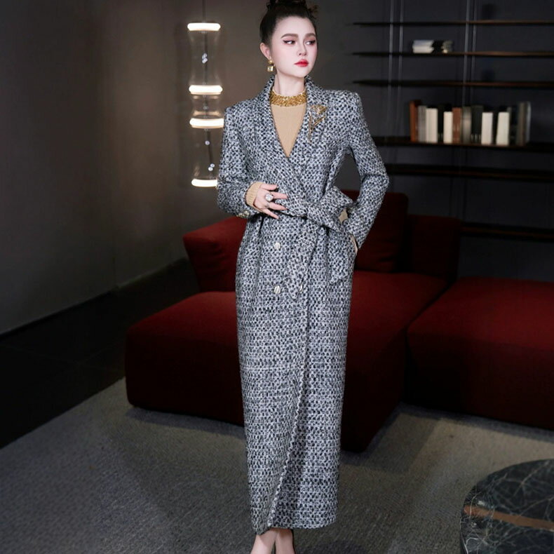 Rakuten - 【冬ウールコート】秋冬ジャケット 長袖ロング丈ウールジャケット 結婚式 フェミニンド 長袖ウールジャンパー オフィスビジネス通勤イベント仕事用スーツ デートディナー誕生会セレモニーワンピーススーツコート フォーマルツイードコート スーツ上着 リクルートウールスーツ
