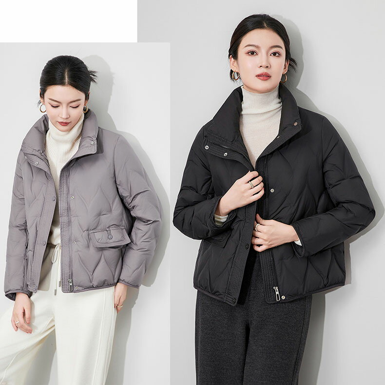 スタンドカラーダウンコート ダウン含有率90% 防寒防風無地 ダウンジャンパー 冬物ジャケット 長袖ショートコート ダウンハーフコート レディースジャンパー 通勤ジャケット レディースアウター ダウン上着 ダウンアウター 冬ジャケット 防寒厚みコート ショート丈ジャケット