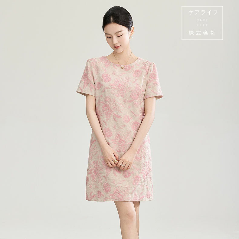 Rakuten - 【夏ドレス】花柄刺繍夏ワンピース ひざ上丈ミディアム丈ワンピース 結婚式ワンピース フェミニンドレス 半袖Aラインパーティードレス オフィスビジネス通勤イベント仕事用ワンピースデートディナー誕生会セレモニーワンピーススーツ フォーマルドレス花柄刺繍ドレス