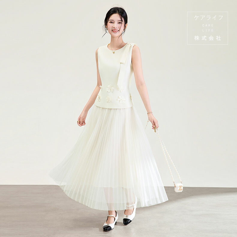 【夏スカートスーツ】レディーススーツ セパレート パーティードレス 夏セットアップ スーツシャツ 無地ノースリーブブラウス スーツブラウス スーツカットソーフォーマルリクルートスーツ チュールスカート ロング丈スカート 総レーススカート 無地スカート プリーツ レディース ファッション ワンピース セレブ レディース ドレス 演奏会 上品 ミディアム 2次会 女子会 謝恩会 発表会 デート 母の日プレゼント 通勤 入学式 卒業式 入園式卒園式 3