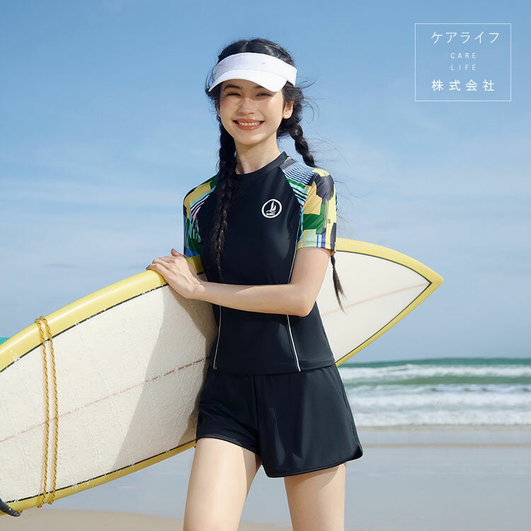乐天商城 - 【タンキニ】フィットネス水着2点セット 上下セット レディーススクール水着 タンクトップ ショートパンツ 体型カバー水着 ママ水着 20代 30代 40代 ぽっちゃり オトナ女子 大きいサイズ 可愛いお洒落 デコルテ エレガント お腹カバーアップ 露出控えめ リゾートスポーティー