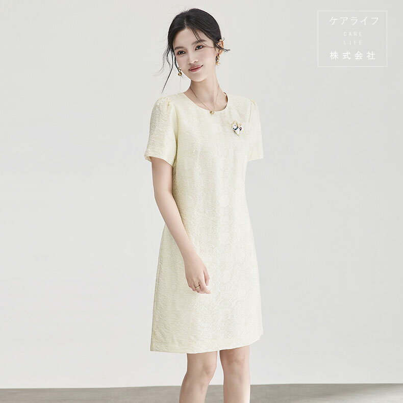 A Line - 【夏ドレス】半袖夏ワンピース 刺繍ワンピース ショート丈ミニワンピース 結婚式ワンピース フェミニンドレス 刺繍パーティードレス オフィスビジネス通勤イベント仕事用ワンピースデートディナー誕生会セレモニーワンピーススーツ フォーマルドレス 刺繍ドレスAライン