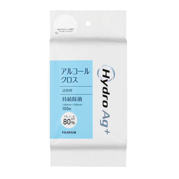 Hydro Ag+ アルコールクロス (アルコール80% 100枚入り) 詰替え用 ハイドロ エージープラス 高濃度 強力 病院 医療機関向け 富士フイルム 除菌 消毒 殺菌 正規品 医療 介護 保育 学校 詰め替え 使い捨て ウェットティッシュ 70％以上 業務用 シート 70％以上 日本製 業務用