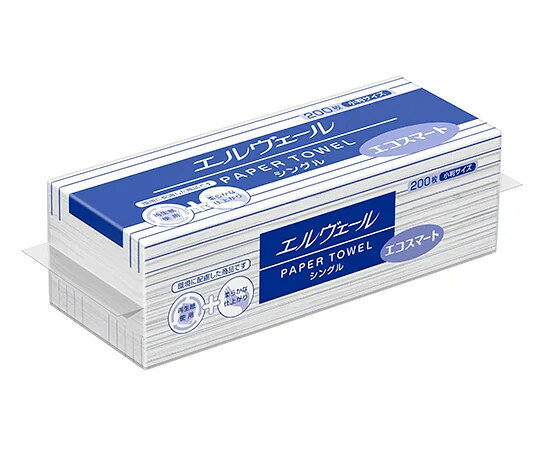 Other - エルヴェール ペーパータオルエコスマート シングル 小判 1ケース（200枚×42袋） 21000698 【8-3547-81】 エリエール 大王製紙 ペーパータオル エコスマート エルヴェール 業務用 アズワン コンパクト トイレ 小さい サイズ まとめ買い ケース 箱買い