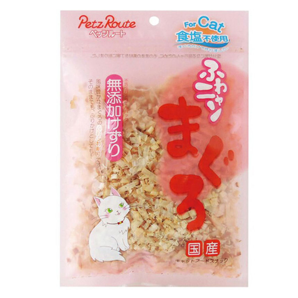 おいしさ引き立てる、ふわふわ削り！ 風味豊かなまぐろを小さめに削ることで、いつものごはんのおいしさをぐっと引き立てます。 ふんわり軽くて低カロリーな削りです！ 塩分が気になる猫ちゃんのために、食塩不使用・無添加です！ ■原材料：まぐろ ■代謝エネルギー：290kcal/100g ■原産国：日本 ご購入後、商品に不備・不良等がございましたら、下記製造メーカーまでお問い合わせくださいますよう、お願い致します。 ■株式会社ペッツルート 〒581-0818　大阪府八尾市美園町4-154-2 072-997-8591 平日(月〜金、祝日除く)　9:00〜17:30