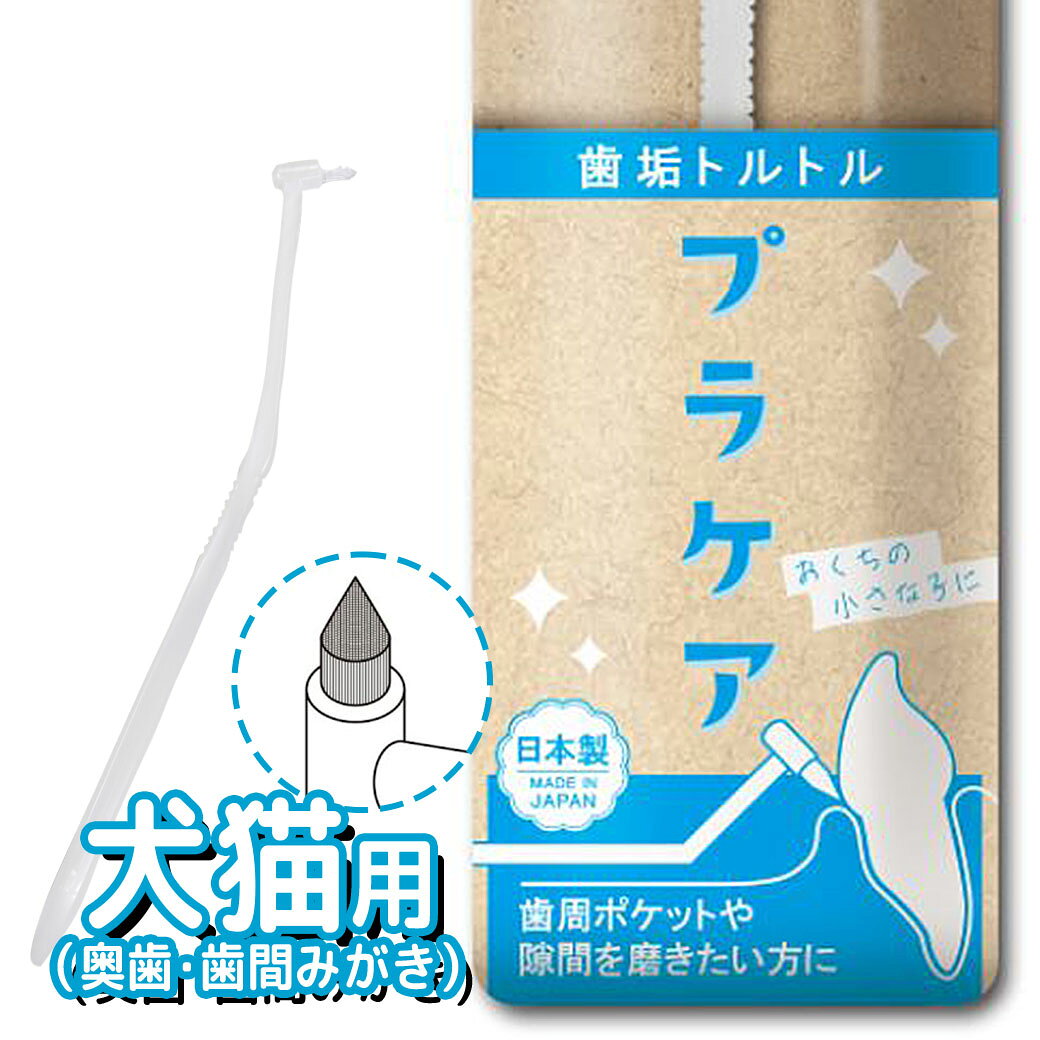 ▲【プロ直伝】もう失敗しない！嫌がるワンちゃん・猫ちゃんのための歯みがきグッズ選び＆正しい磨き方をご紹介！ ＋＋ 毎日の歯みがき習慣に ＋＋ 奥歯やすき間にも使いやすい！毎日の口元ケアに取り入れやすいデンタル歯ブラシ ◎ 細かな部分のお手入れにも使いやすい ◎ 毎日のデンタルケアに取り入れやすいペット用歯ブラシです。 歯の角度に沿って使いやすく、奥歯や歯間、歯周ポケットまわりのお手入れを見直したい時にも取り入れやすい仕様です。 すき間に届きやすい円すいカット仕様で、細かな部分にも使いやすいのが特長です。 やわらかめのソフトタイプなので、毎日の口元ケアをやさしく始めたい時にも使いやすくなっています。 ━━━━━━━━━━━━━━━━ ▼ 奥歯やすき間のお手入れに使いやすい 奥歯や歯間、歯周ポケットまわりなど、細かな部分に使いやすい設計です。 毎日の歯みがき習慣を見直したい時にも取り入れやすくなっています。 ▼ 歯の角度に沿って使いやすい 歯の角度に沿った磨きやすい角度で、毎日の口元ケアに取り入れやすい仕様です。 細かな部分まで使いやすい歯ブラシを選びたい時にもおすすめです。 ▼ すき間に届きやすい円すいカット仕様 毛先がすき間に届きやすい円すいカット仕様です。 日々のケアを無理なく続けたいご家庭にも使いやすいアイテムです。 ▼ やわらかめのソフトタイプ ペットに合わせたやわらかさで、毎日のケアに取り入れやすいのがポイントです。 口元ケアをやさしく始めたい時にも使いやすくなっています。 ━━━━━━━━━━━━━━━━ ◆ こんな時におすすめ ◆ ・奥歯やすき間のお手入れを見直したい時に ・細かな部分まで使いやすい歯ブラシを選びたい時に ・やわらかめの歯ブラシを選びたい時に ・毎日のデンタルケアを無理なく続けたい時に 【内容量】 1本 【材質】 柄の材質：ポリプロピレン 毛の材質：ナイロン 耐熱温度：80度 【本体サイズ】 60×10×235mm 【本体重量】 10g 【使用方法】 ・歯ブラシを歯と歯茎の上に斜め45度の角度で置きます。 ・毛先を歯間に入れ、軽く動かします。 【保管方法】 ご使用後は水でよく汚れを洗い落とし、十分に水を切り、風通しの良いところで保管してください。 【原産国】 日本 【製品に関する問い合わせ】 メーカー公式窓口をご確認のうえお問い合わせください。 よく検索されるキーワード ｜ ペット 歯ブラシ 犬 歯ブラシ 猫 歯ブラシ デンタルケア オーラルケア 口元ケア 奥歯 歯間 歯周ポケット 円すいカット ソフトタイプ プラケア トーラス 日本製