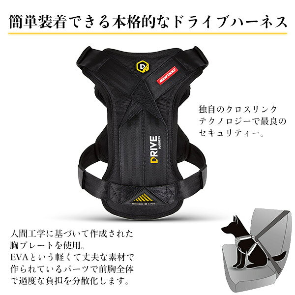 カレッツァ〜犬用品&ドッグフードのEZYDOG イージードッグ ドライブハーネス M ブラック｜アングル3