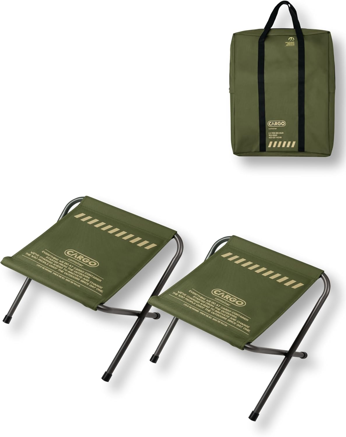 Rakuten - CARGO CONTAINER カーゴコンテナ WIDE BBQ CHAIR 椅子 折りたたみ チェア アウトドア キャンプ コンパクト 軽量 2脚セット 収納バッグ付
