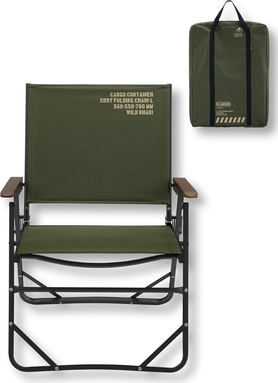 Rakuten - CARGO CONTAINER カーゴコンテナ COSY FOLDING CHAIR 折りたたみ チェア 椅子 背もたれ 肘掛け アウトドア キャンプ 収納バッグ付