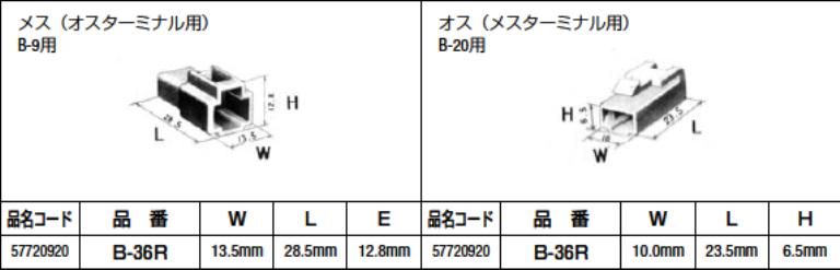 【B-36R】1極.ロック付.オス.メスセット圧着配線ターミナルプロ仕様日立オートパーツ&サービス