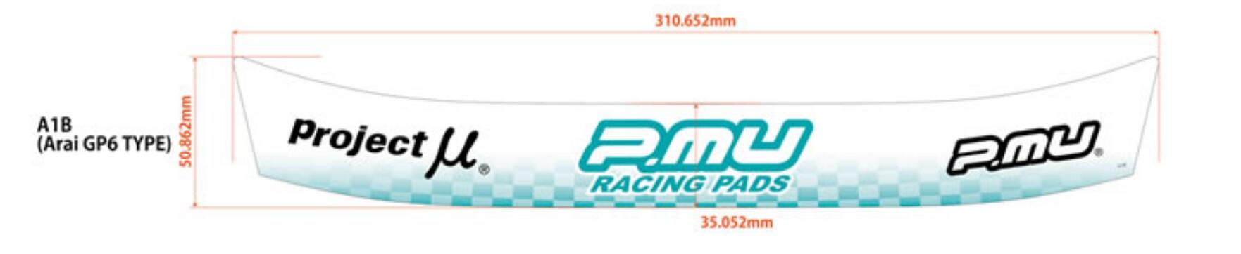 p.mu【Project μ/プロジェクト・ミュー】ヘルメットバイザーステッカー ST-VSA1B　A1B Arai GP6 TYPE 1枚