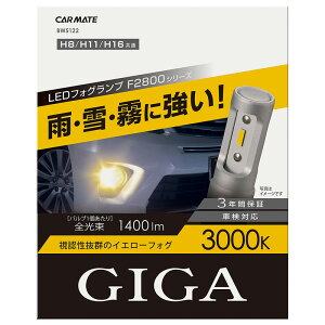 カーメイト LEDフォグバルブ F2800シリーズ BW5122 3000K H8/H11/H16 giga carmate (R80)