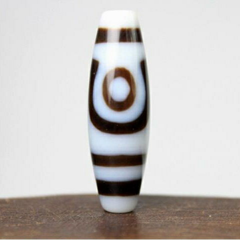 天珠 二眼天珠 白 38×12mm ☆ 事業の成功 夫婦円満