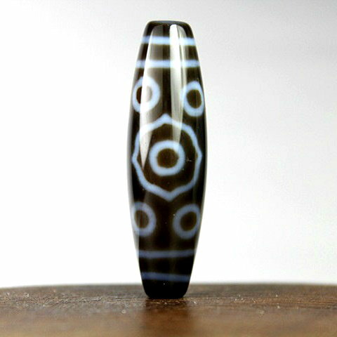 天珠 十三眼天珠 黒 38×12mm ☆ 吉祥 財運