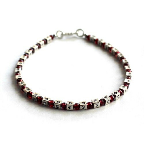 カレンシルバー ガーネット 天然石 3mm ブレスレット フック