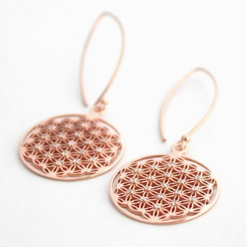 Rakuten - フラワーオブライフ flower of life 神幾何学 生命の花 シルバー925 ジルコニア ピンクゴールド ピアス